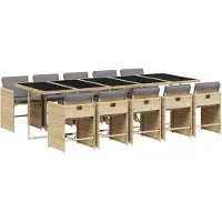 Syfax Ensemble à manger de jardin et coussins 11 pcs mélange beige