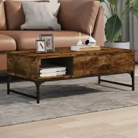 Prolenta Maison Exclusive - Table basse en chêne fumé 100x50x35 cm Matériau dérivé du bois et métal