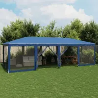 Prolenta Tente de réception "Exclusive" - Tente avec 12 panneaux latéraux en mesh, couleur bleu, dimensions 8x4 mètres, fabriquée en HDPE