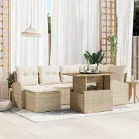 Prolenta Maison Exclusive - Ensemble de salon de jardin, 7 pièces, beige et crème