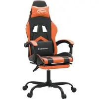 vidaXL Chaise de jeu avec repose-pieds noir et orange similicuir
