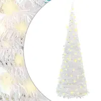 Syfax Sapin de Noël artificiel escamotable 200 LED blanc 210 cm