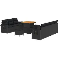 Syfax Ensemble de canapé de jardin 10 pcs Noir polyrotin