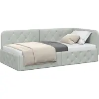 Syfax Cadre de lit d'angle Gris clair 90 x 200 cm Velours