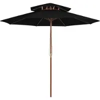 Syfax Parasol à deux étages avec mât en bois noir 270 cm