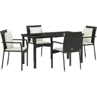 Syfax Ensemble de salle à manger pour jardin 5 pcs Noir polyrotin