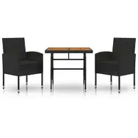 Syfax Ensemble à manger d'extérieur 3 pcs Résine tressée Noir