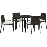 Syfax Ensemble de salle à manger pour jardin 5 pcs Noir