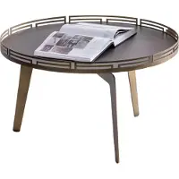 AEA Table basse élégante Surface en bois beige Salon Table ronde