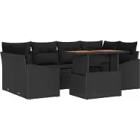 Syfax Ensemble de canapé de jardin 7 pc Noir et Marron