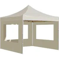 Syfax Tente de réception pliable avec parois Aluminium 3 x 3 m Crème