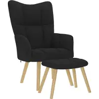 Syfax Chaise de relaxation avec repose-pied Noir Tissu