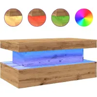 Syfax Table basse avec lumières LED chêne artisanal 90x50x40 cm