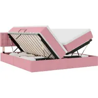 vidaXL Lit coffre LED avec matelas, rose, 180 x 200 cm, velours