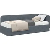 Syfax Cadre de lit d'angle Gris foncé 80 x 200 cm Velours