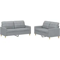 Syfax Ensemble de canapés 2 pcs avec coussins Gris clair Tissu