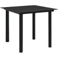 Syfax Table à dîner de jardin Noir 80x80x74 cm Acier et verre