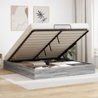 Prolenta Lit plateforme Ottoman, finition Sonoma gris, 180 x 200 cm, en panneaux de particules