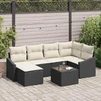 Prolenta Maison Exclusive - Ensemble de jardin pour repas, 7 pièces, marron et crème