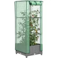Prolenta Maison Exclusive - Potager surélevé avec serre intégrée aspect rotin 40x40x123 cm