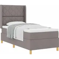 Syfax Lit à ressorts avec tête de lit Taupe 100 x 200 cm tissu