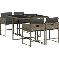 Syfax Ensemble à manger de jardin 5 pcs coussins gris résine tressée