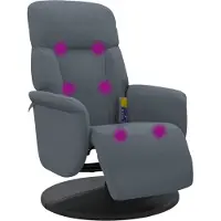 Syfax Fauteuil inclinable de massage repose-pied gris foncé velours