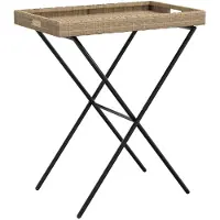 Syfax Table à plateau pliable beige 65x40x75 cm résine tressée