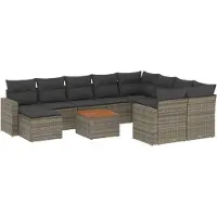 Sonstiges Salon de jardin 11 pcs avec coussins gris résine tressée