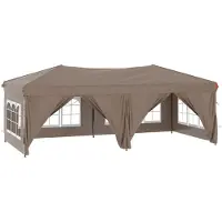 Syfax Tente de réception pliable avec parois Taupe 3x6 m