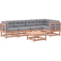 Syfax Salon de jardin 6 pcs avec coussins bois massif Douglas