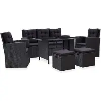 Prolenta Maison Exclusive - Ensemble de salon de jardin 6 pièces avec coussins en rotin synthétique noir
