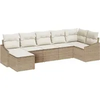 Syfax Ensemble de canapé de jardin 7 pcs Beige et crème polyrotin