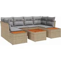 Syfax Ensemble de canapé de jardin 6 pcs Beige Poly rotin