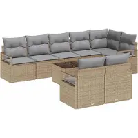 Syfax Ensemble de Canapés avec coussin 9 pcs Beige polyrotin