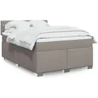 vidaXL Lit Boxspring durable avec matelas Taupe 160x200 cm Tissu Lit d'invité avec sommier à lattes Meubles9962920