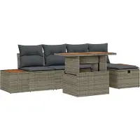 Syfax Ensemble de canapé de jardin 6 pcs Gris polyrotin