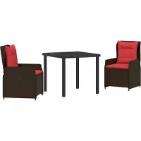 Syfax Ensemble de salle à manger pour jardin 3 pcs Marron Poly rotin