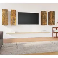 Prolenta Maison Exclusive - Meubles TV (lot de 4) en chêne fumé, 30,5 x 30 x 90 cm, aggloméré