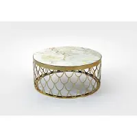 AEA Table basse en bois naturel avec détails en acier inoxydable, design moderne