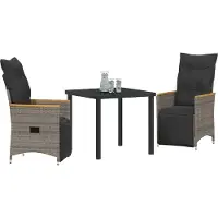 Syfax Ensemble de salle à manger pour jardin 3 pcs Gris polyrotin