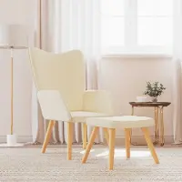 Prolenta Maison Exclusive - Fauteuil de détente avec repose-pieds, tissu crème