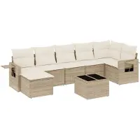 vidaXL Ensemble de jardin canapé 8 pièces avec coussins Beige Poly Rattan