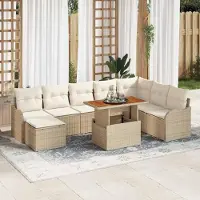Prolenta Maison Exclusive - Ensemble de salon de jardin, 9 pièces, beige et crème