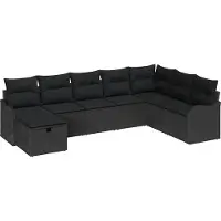 Syfax Ensemble de canapé de jardin avec coussin 8 pcs Noir Poly rotin