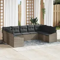 Prolenta Maison Exclusive - Ensemble de canapé 9 pièces, gris [Matériau synthétique] : Rotin synthétique