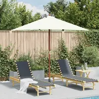 vidaXL 2025 cloris Parasol avec mât en bois 150x200 cm blanc sable - Parasols Sale2691506 1parcel