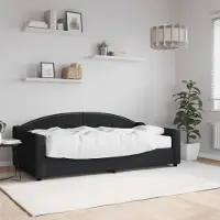 Prolenta Maison Exclusive - Lit de jour avec matelas noir 90 x 190 cm en tissu
