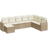 vidaXL Ensemble de jardin canapé 8 pièces avec coussins Beige Poly Rattan