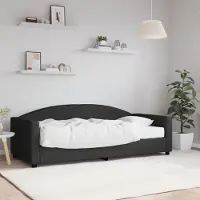 Prolenta Maison Exclusive - Lit de jour avec matelas noir 90 x 190 cm en tissu